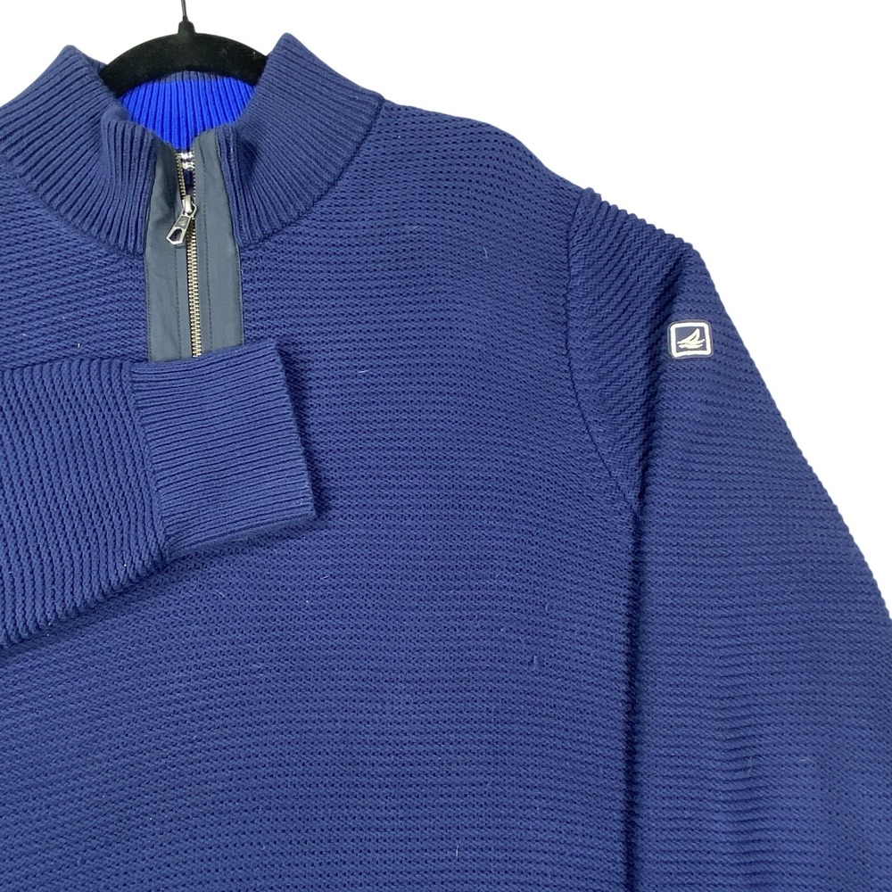 Sperry Top Sider Pullover Sweater Mens 2XL‎ Blue Acrylic Blend Quarter Zip Mock